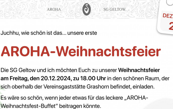 AROHA-Weihnachtsfeier