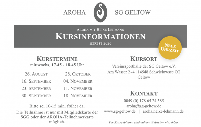 Termine Webseite Aroha 2026